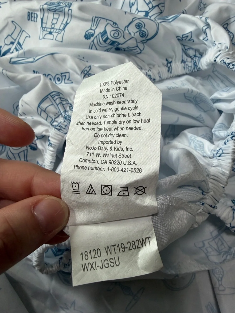 White and Blue Star Wars-Themed Fitted Crib Sheet